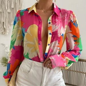Multicolor Floral Button Down Shirt